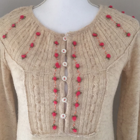 Free People flower detailing wool tunic sweater - Picture 2 of 5